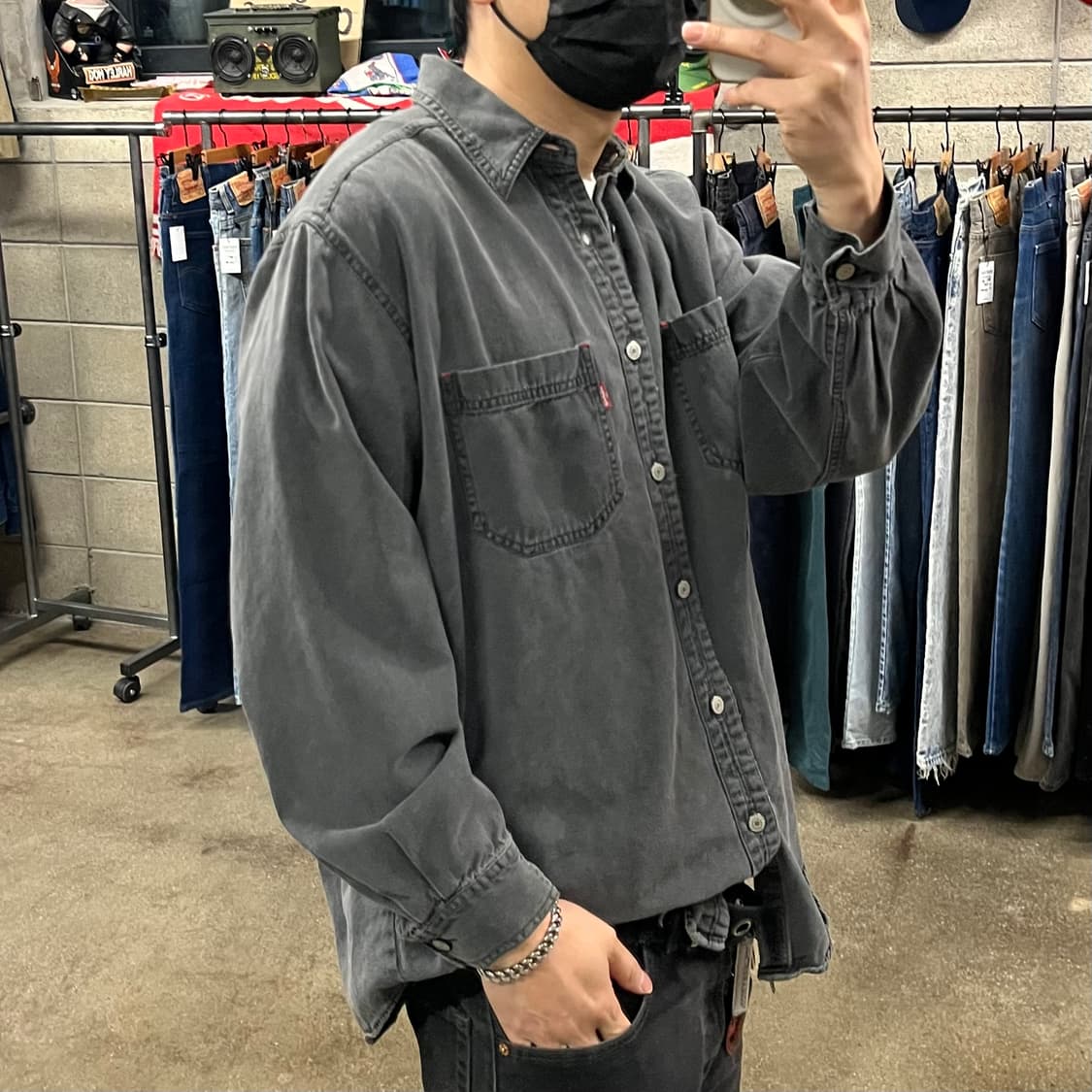 90s 리바이스 블랙 코튼 셔츠 (105) 상품이미지2