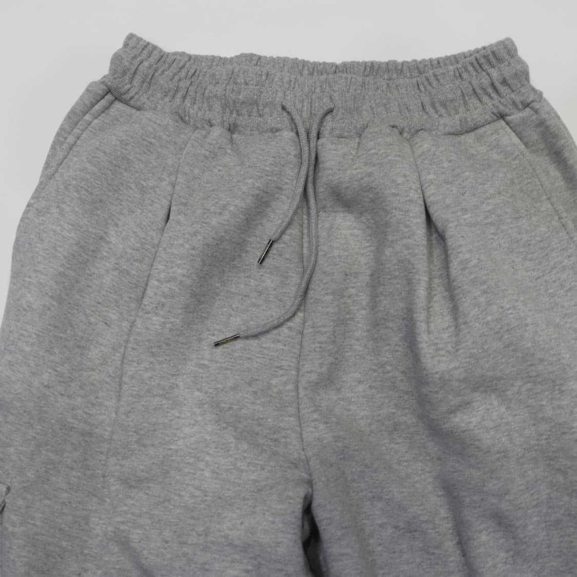 멜란지 와이드 핏 기모 밴딩 카고 스웻 팬츠 상품이미지2