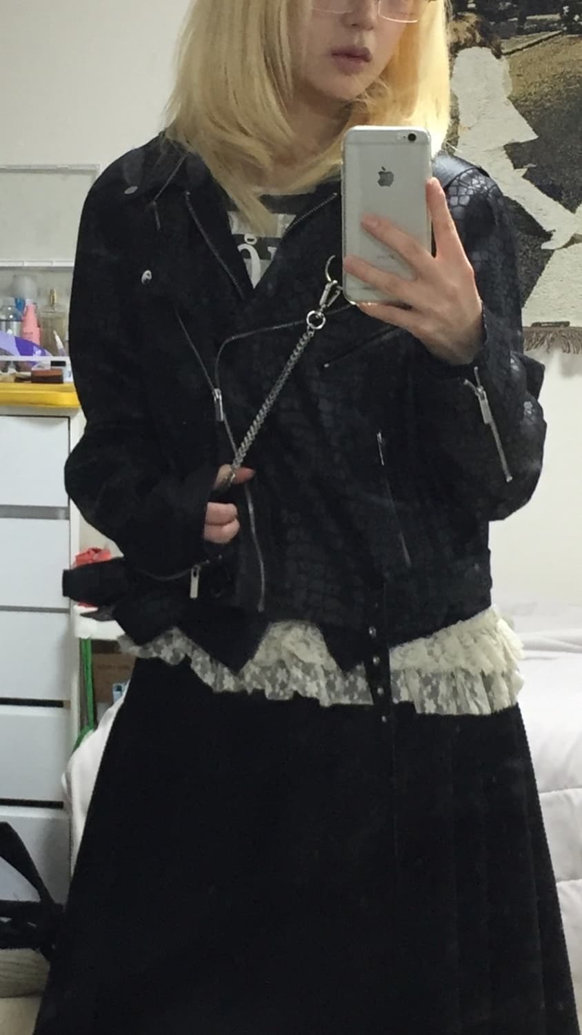 뱀피 라이더자켓 아우터 상품이미지8