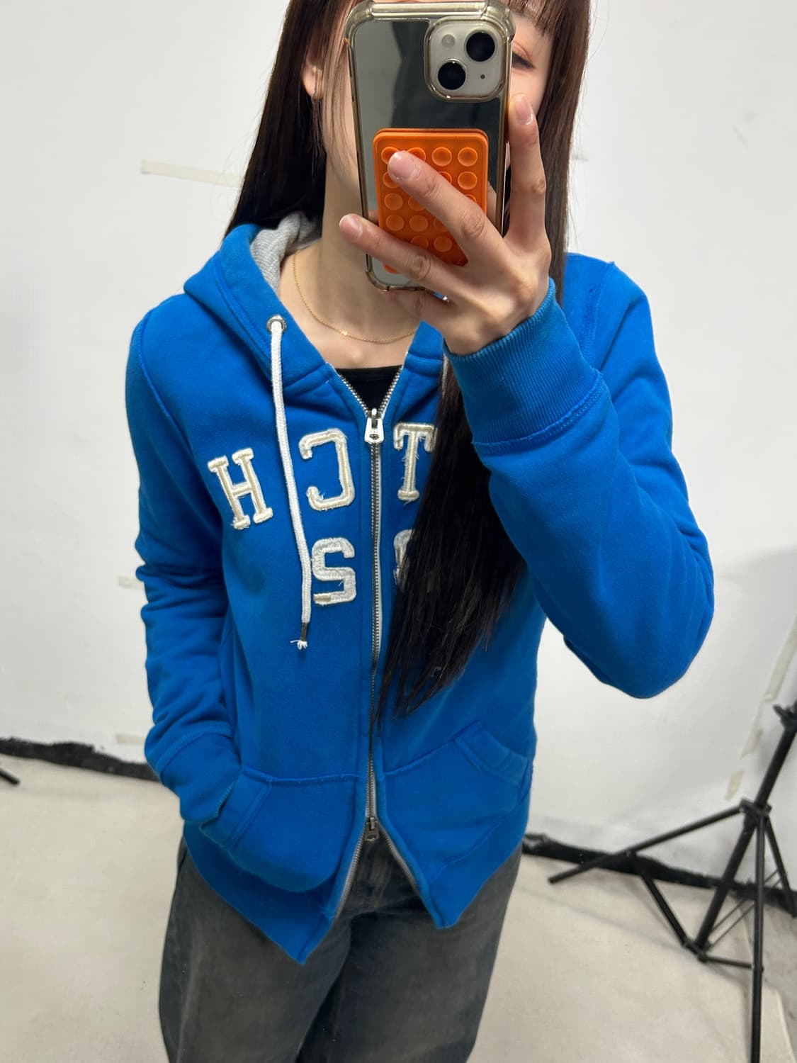 아베크롬비 아치로고 후드집업 블루 상품이미지2