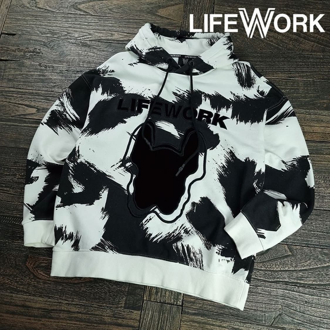 [라이프워크] 다잉 패턴 빅로고 오버핏 후드티 M19825 상품이미지1