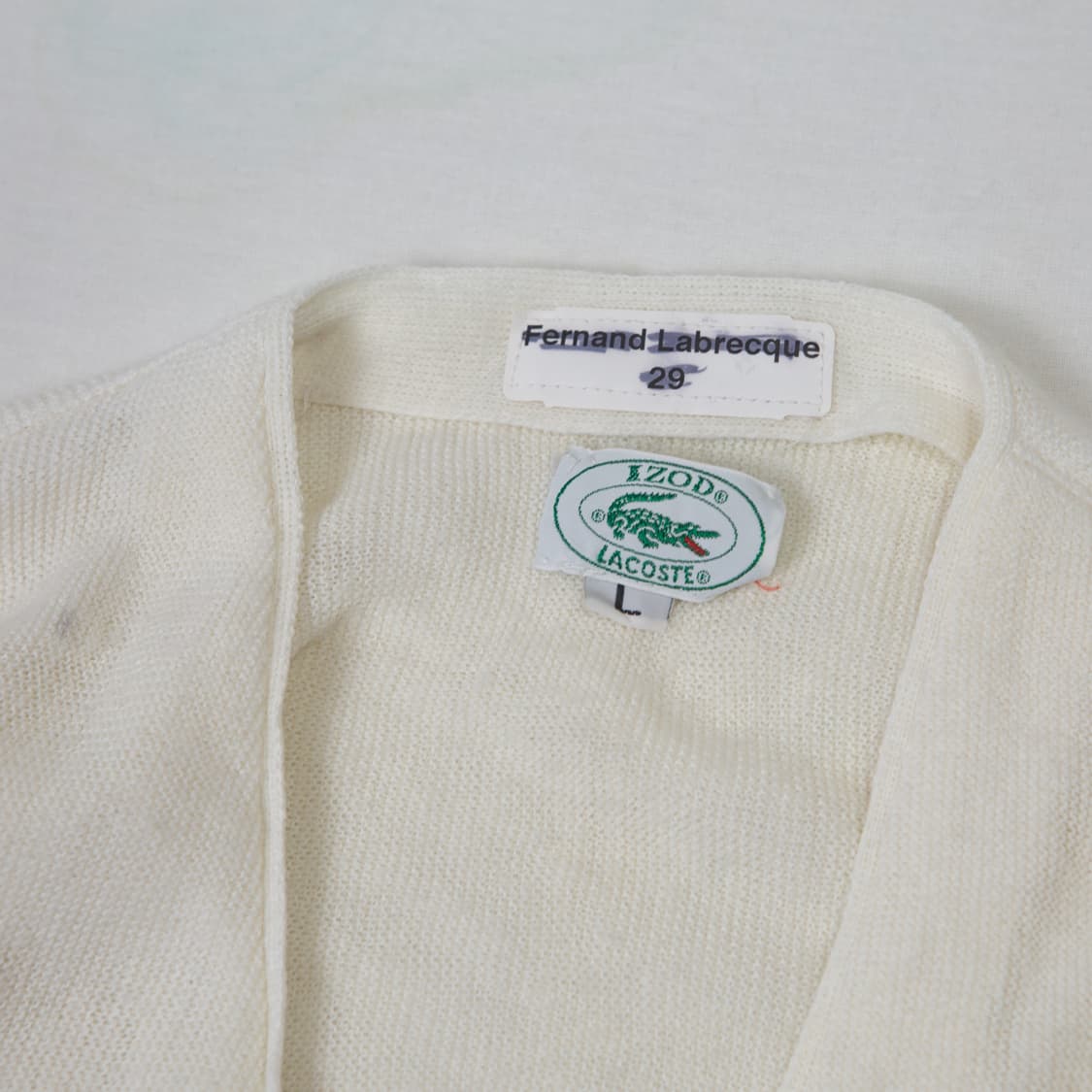70s IZOD 라코스테 아크릴 가디건 화이트 상품이미지6