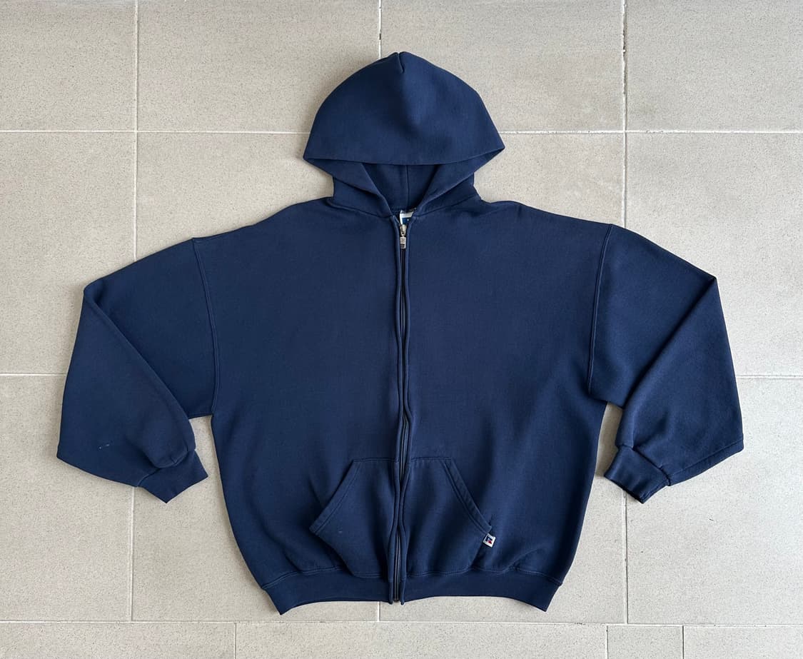 90s 빈티지 러셀 후드집업 네이비 XL 상품이미지1