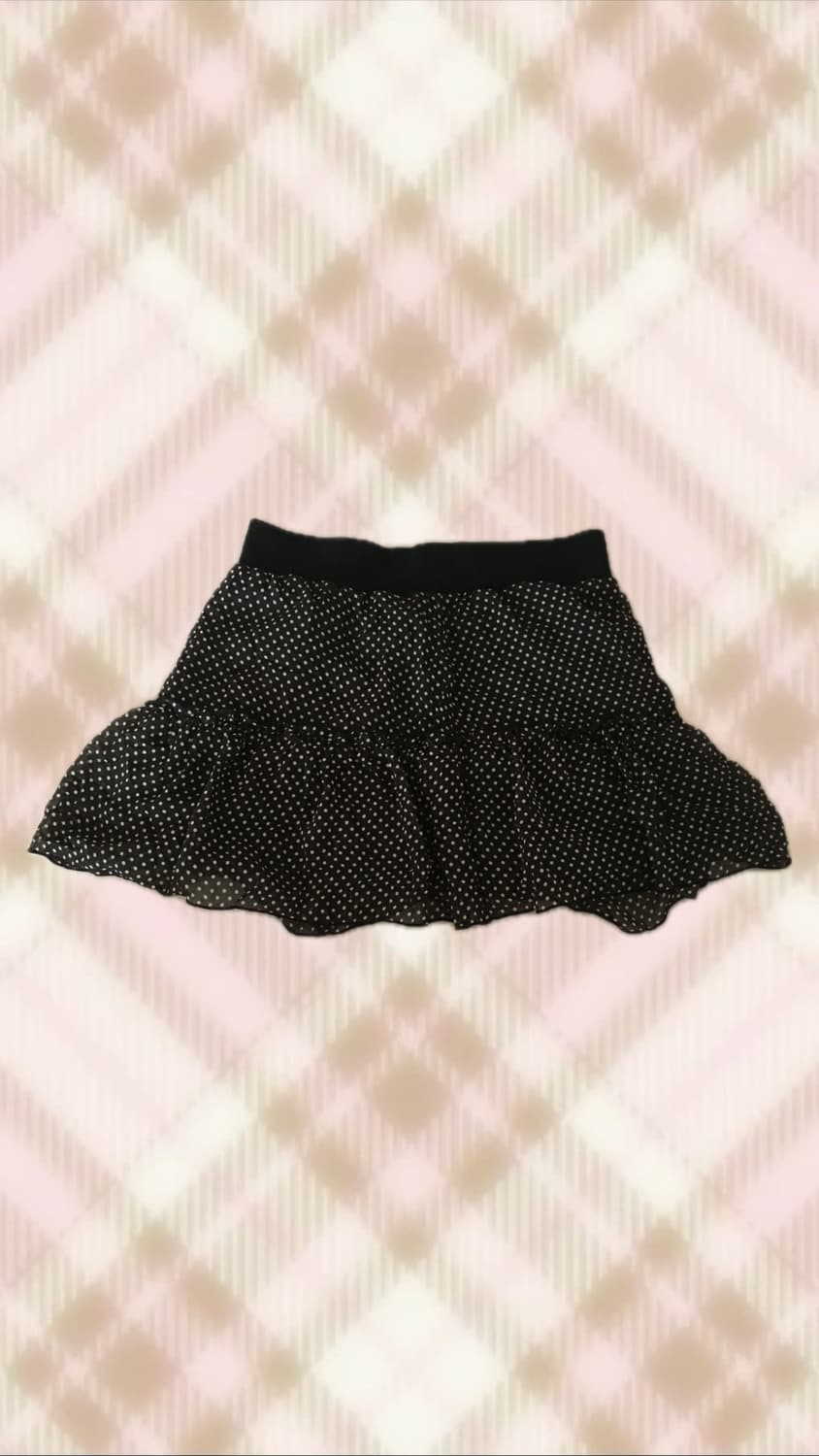 블랙 도트 땡땡이 스커트 치마 라떼 히메 오네 갸루 러블리 로걀 빈티지 상품이미지1