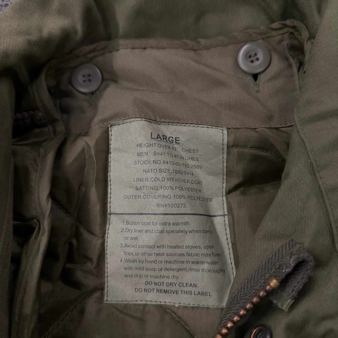 [ L ] 미군 밀리터리 m-65 필드 내피 점퍼 자켓 상품이미지5