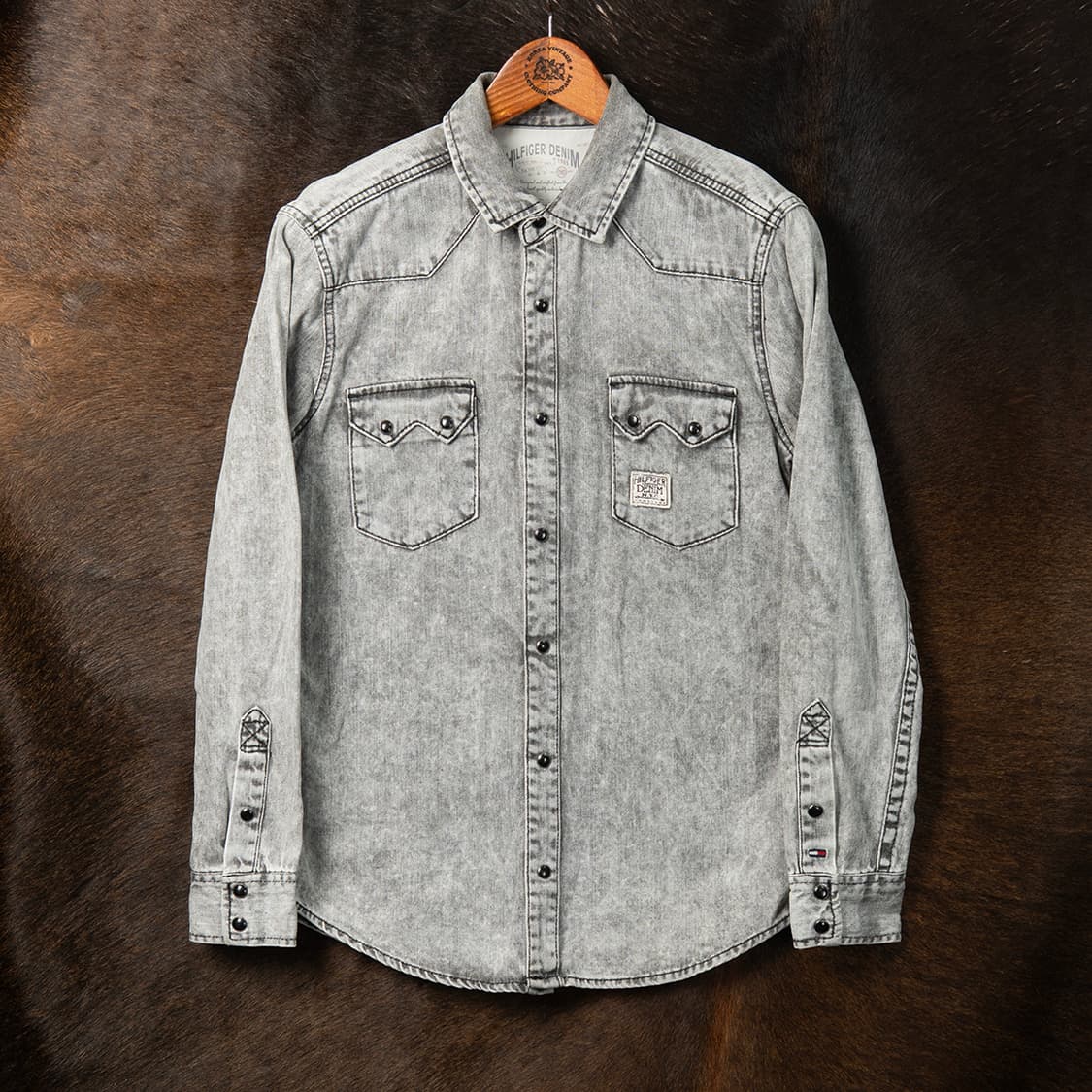 [S] 타미힐피거 웨스턴 데님 셔츠 워시드 그레이  상품이미지1