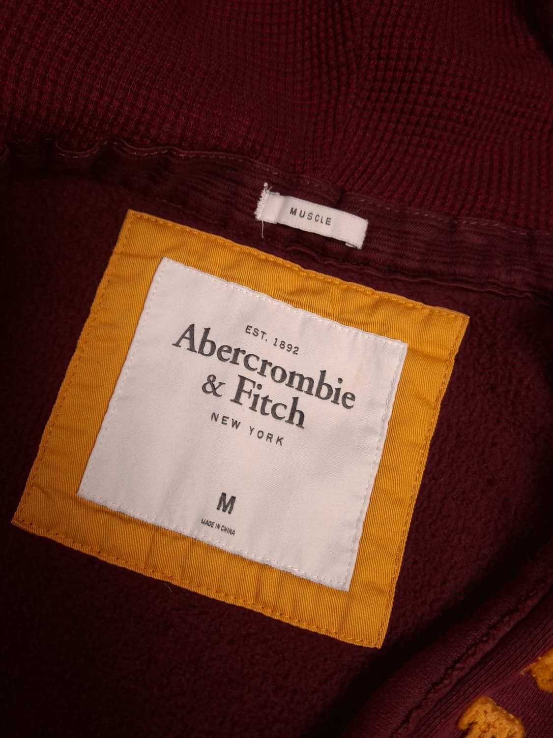 오리지날 아베크롬비 버건디 와플 데미지 후드집업 상품이미지4