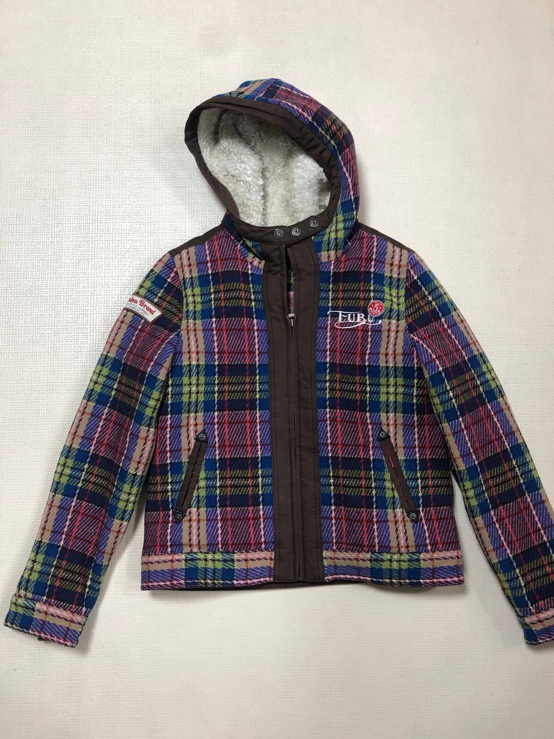 빈티지 푸부 비비드 컬러 체크 패턴 자켓 상품이미지9