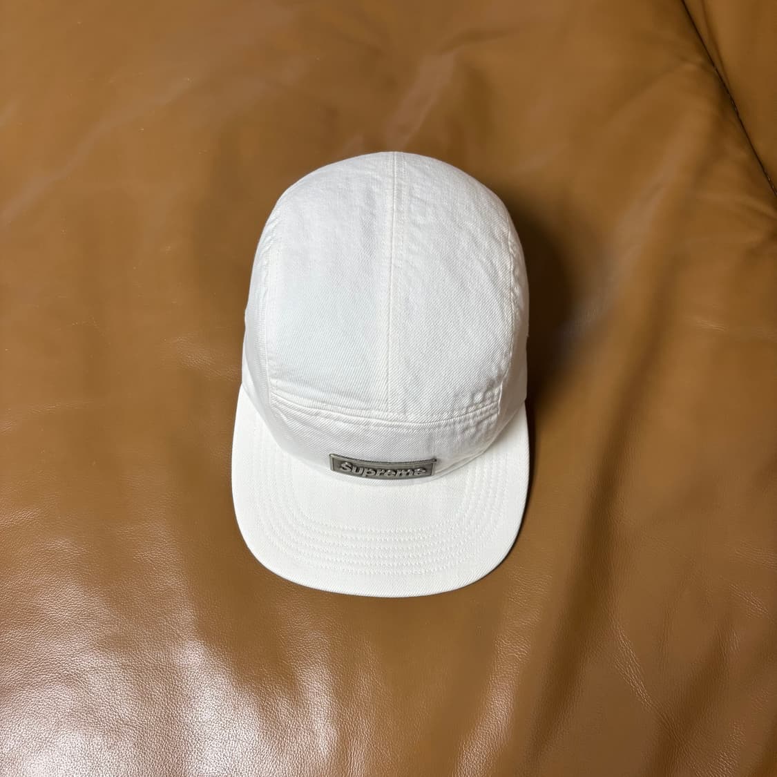 Supreme 슈프림 메탈 로고 데님 화이트 캠프캡 모자 상품이미지5