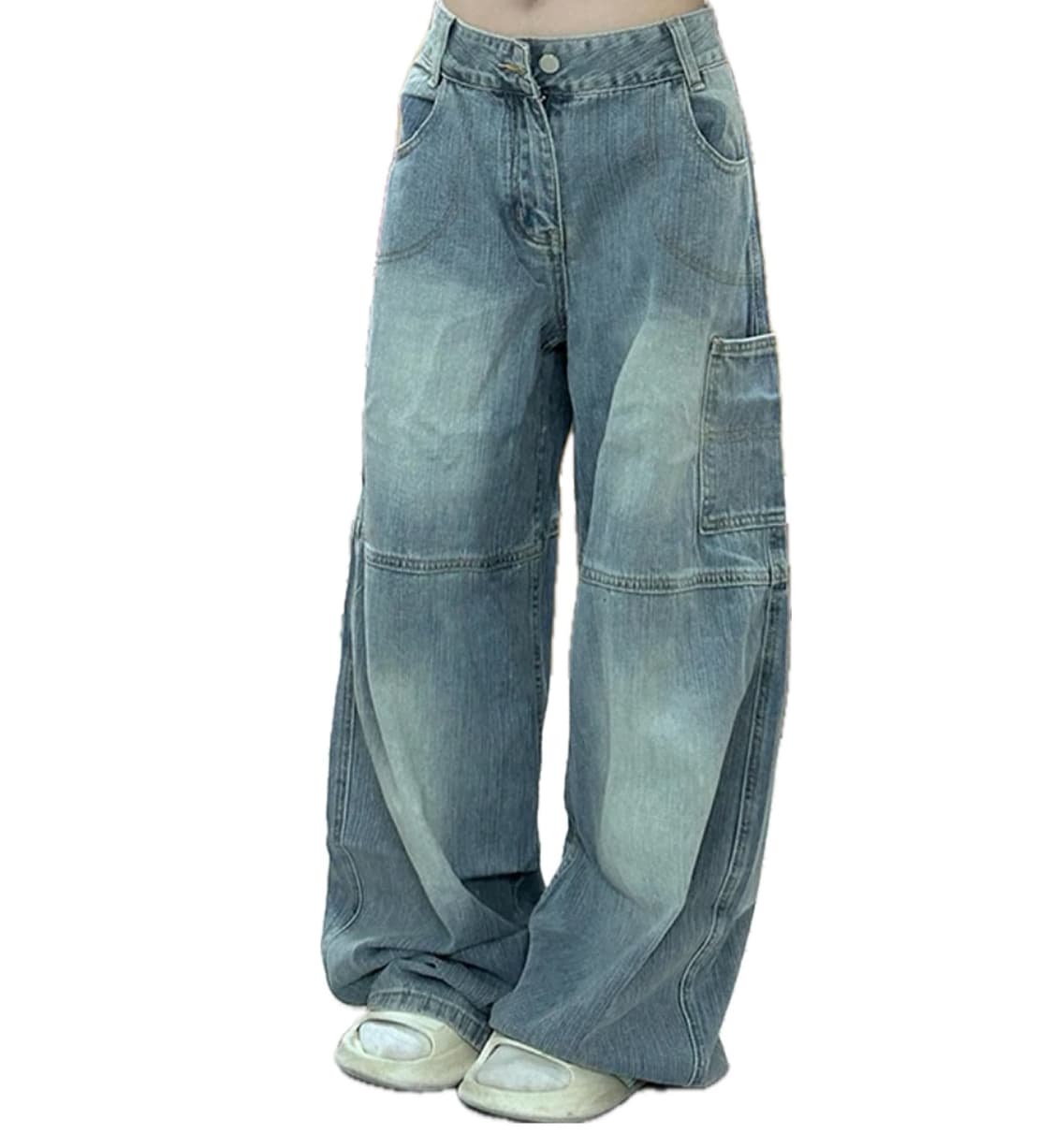 프린팅 워싱 와이드진 상품이미지1