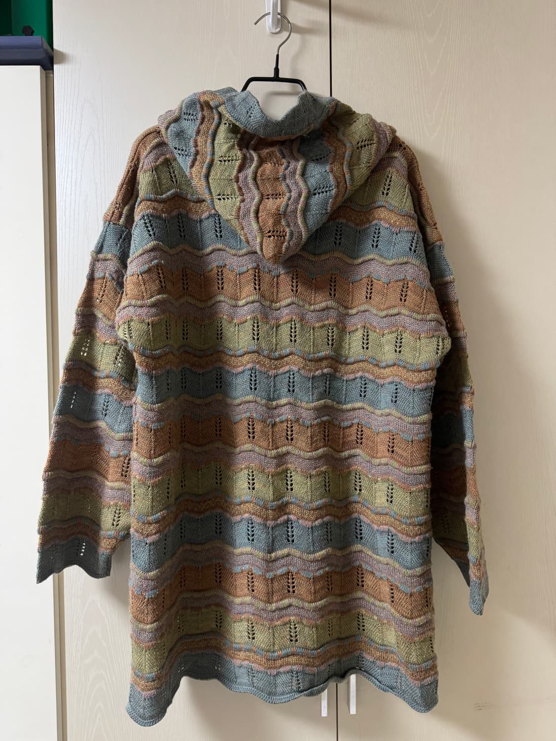 〰️물결 뮤트톤 니트 후드집업 상품이미지3