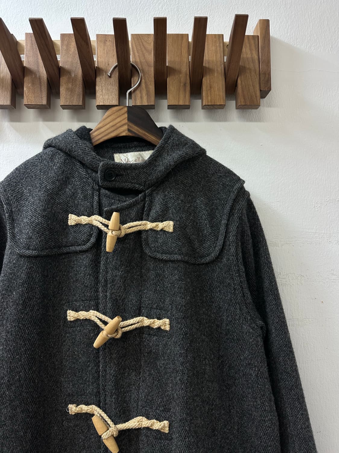 일본빈티지 울 떡볶이 후드 포켓 더플 코트  상품이미지2