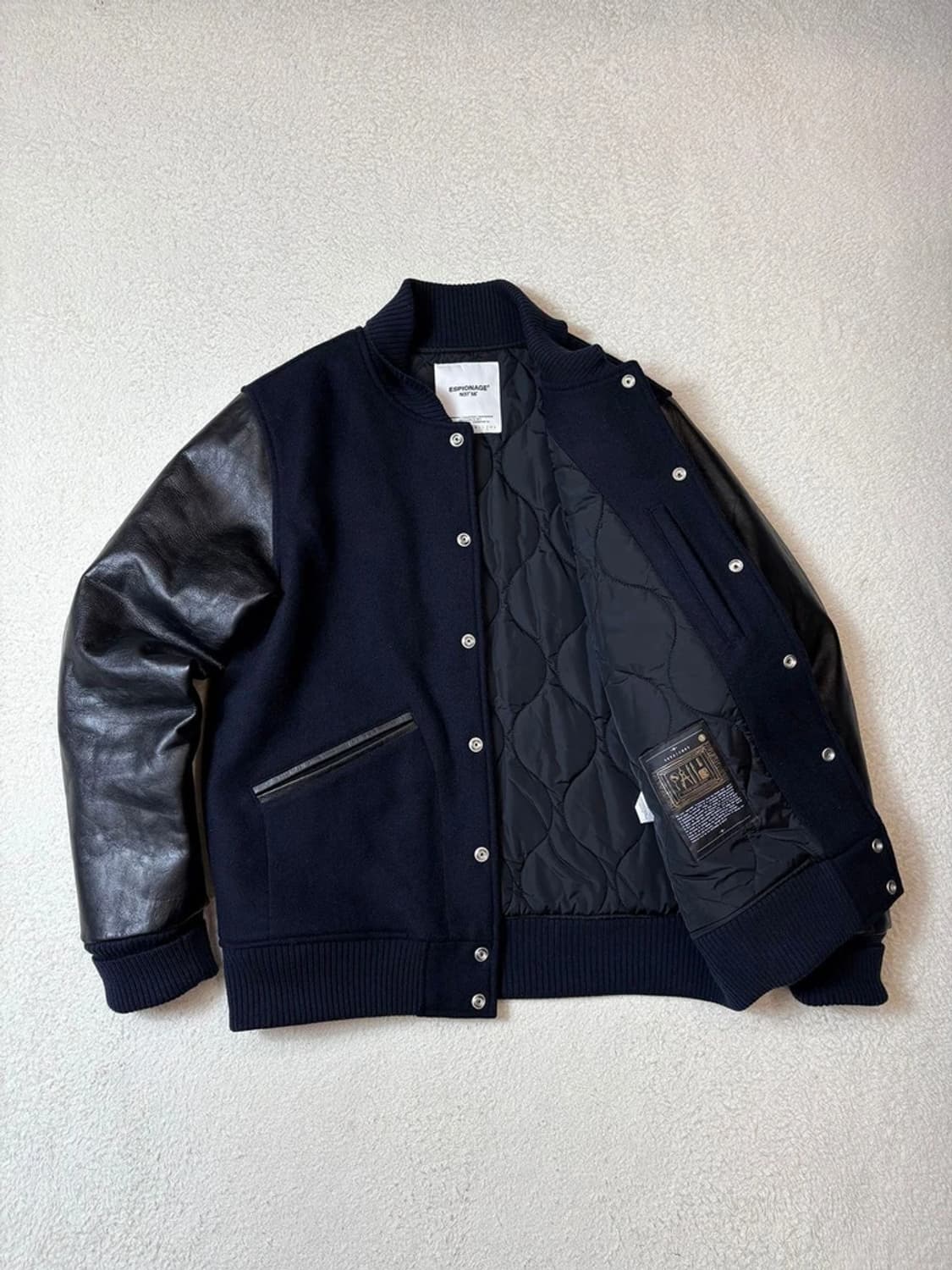 에스피오나지 신슐레이트 울 소가죽 배색 바시티 자켓 PN6761 상품이미지2