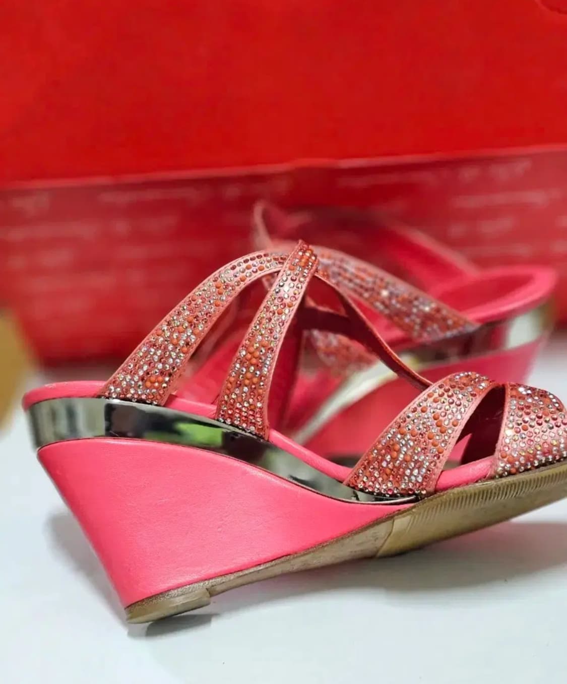 이태리 르네까오빌라  크리스탈 레드 진핑크 샌들 230~235 상품이미지4