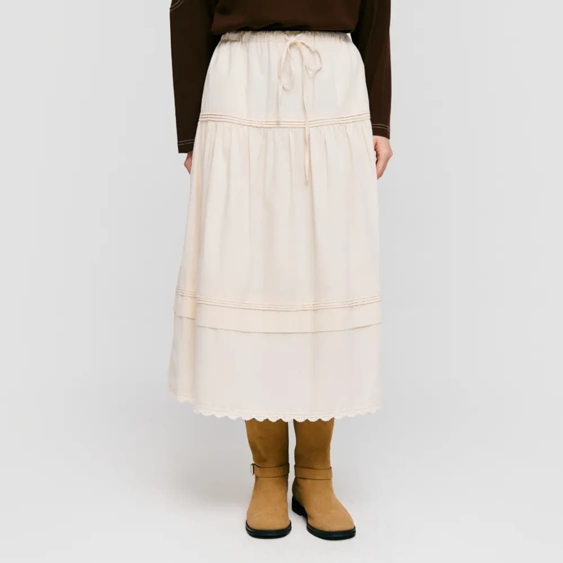 depound corduroy pintuck skirt cream 상품이미지1