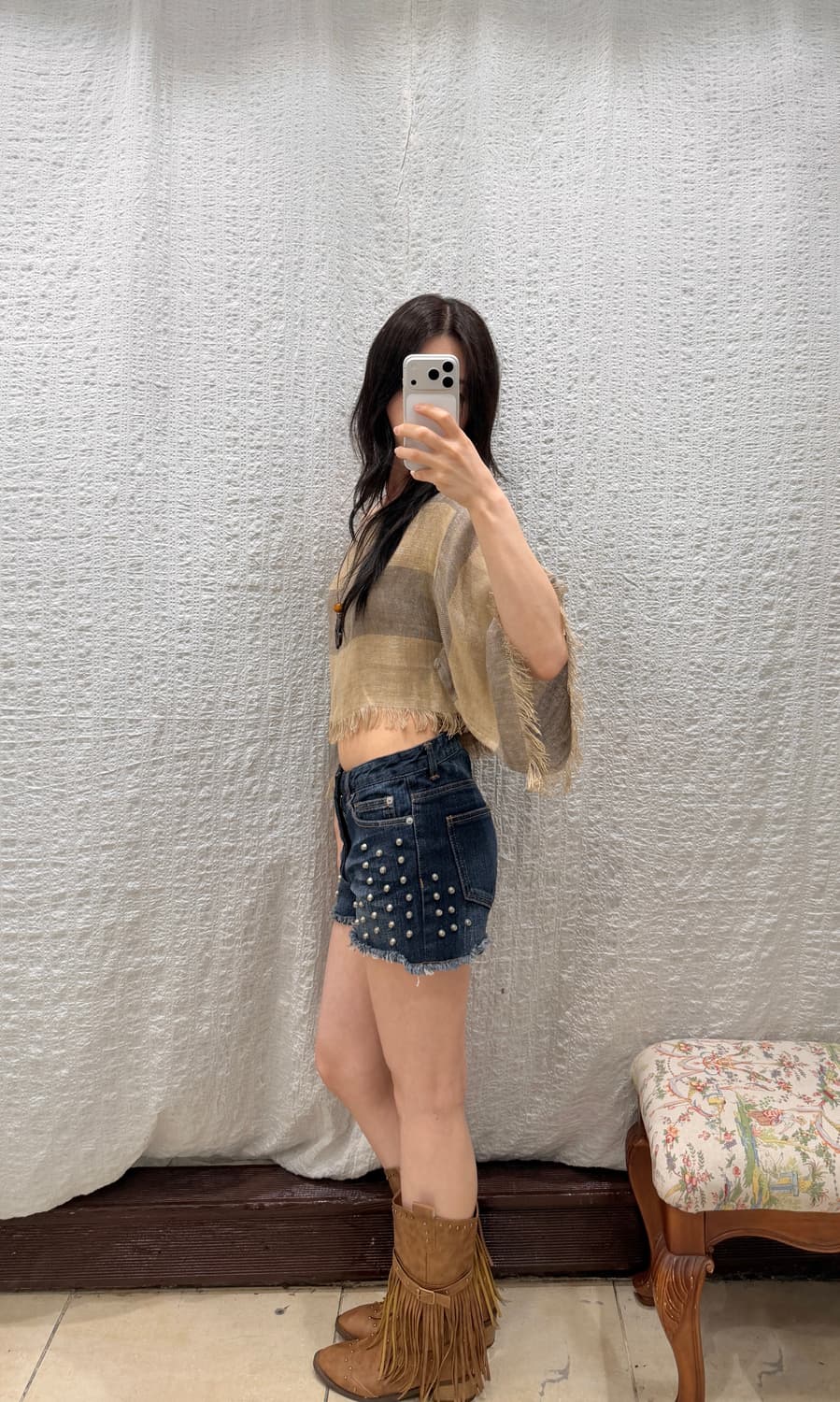 stud point denim shorts 상품이미지4