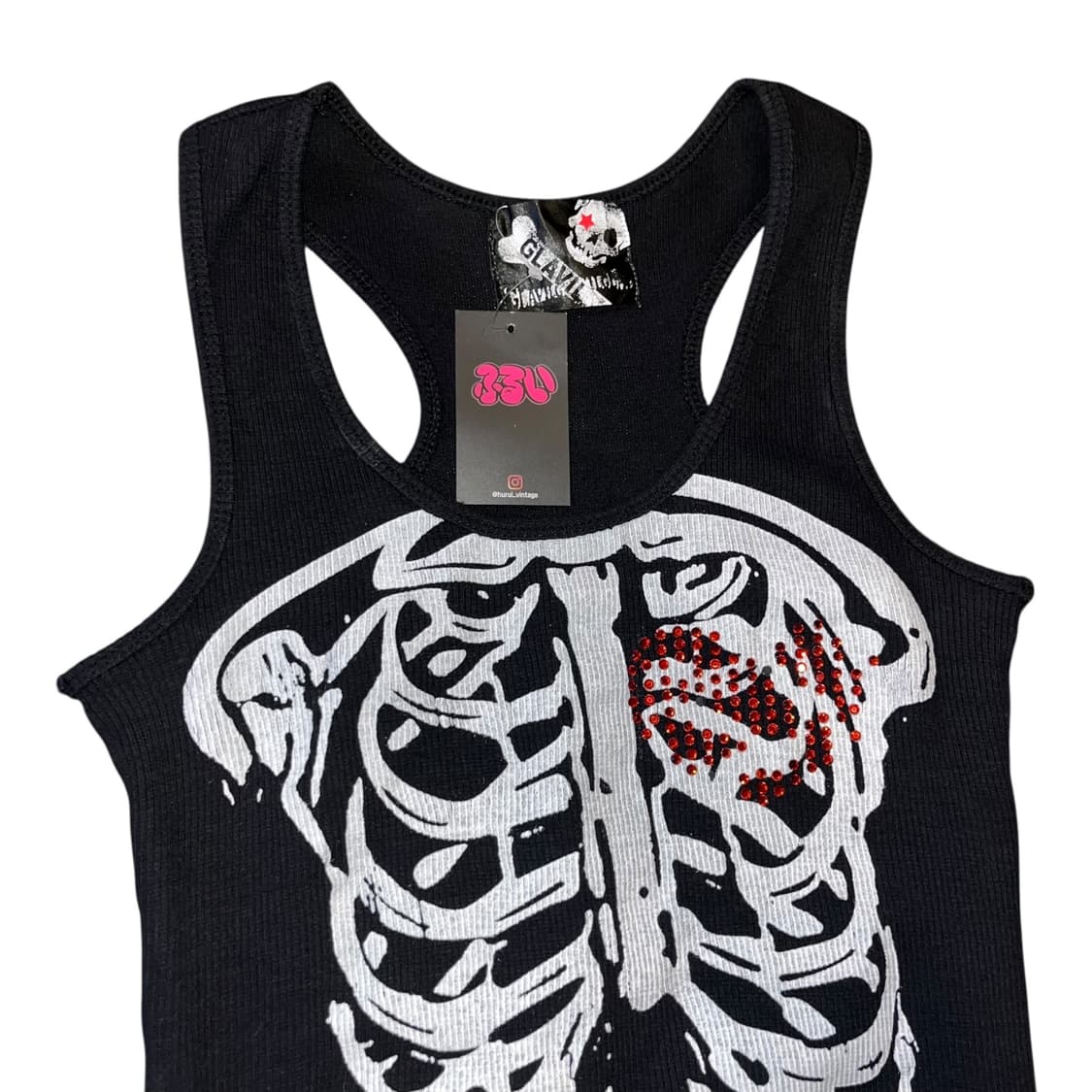 GLAVIL(tutuha) 큐빅 본 프린팅 골지 나시 펑크y2k키치 상품이미지2