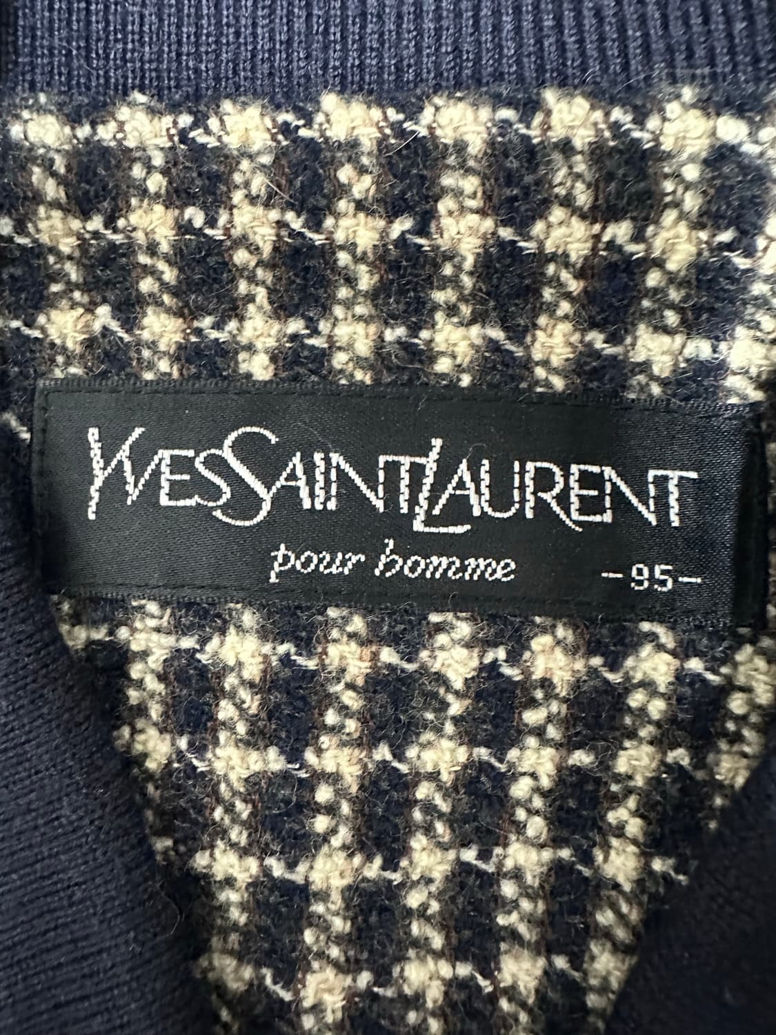 YSL 입생로랑 울 트위드 체크 블루종 자켓 상품이미지6