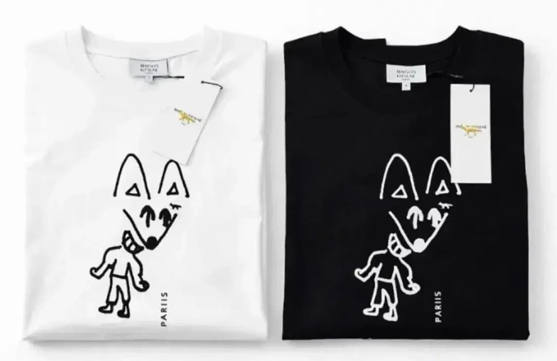 메종키츠네 파티폭스 반팔티 블랙/화이트 상품이미지1