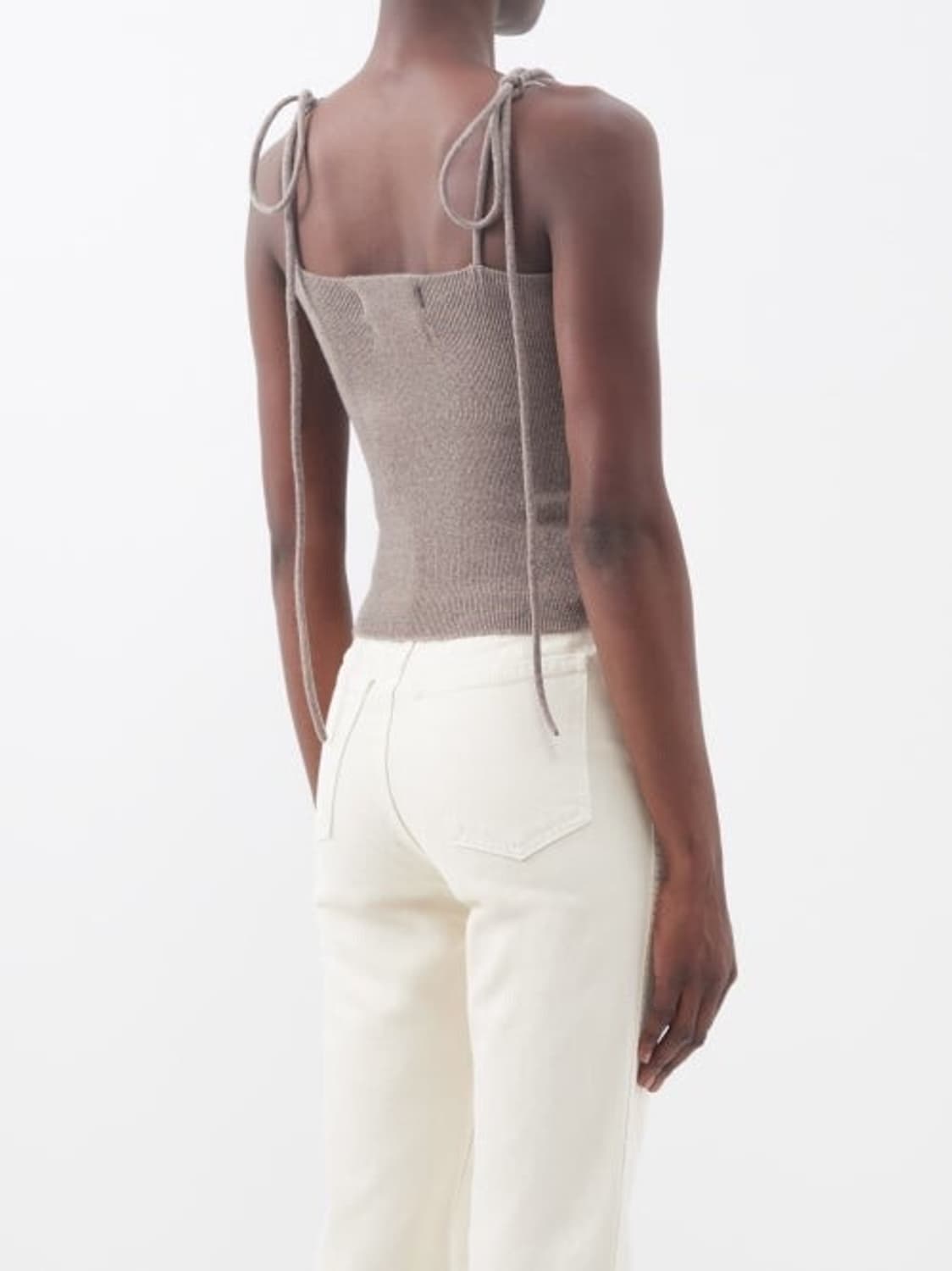 Extreme Cashmere No.141 타이 스트랩 탱크탑 브라운 상품이미지4