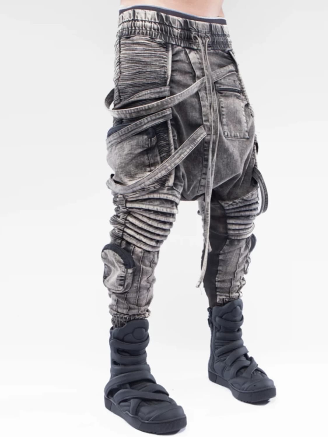 빈티지 고프코어 ykk 지퍼그레이 새깅팬츠 상품이미지1