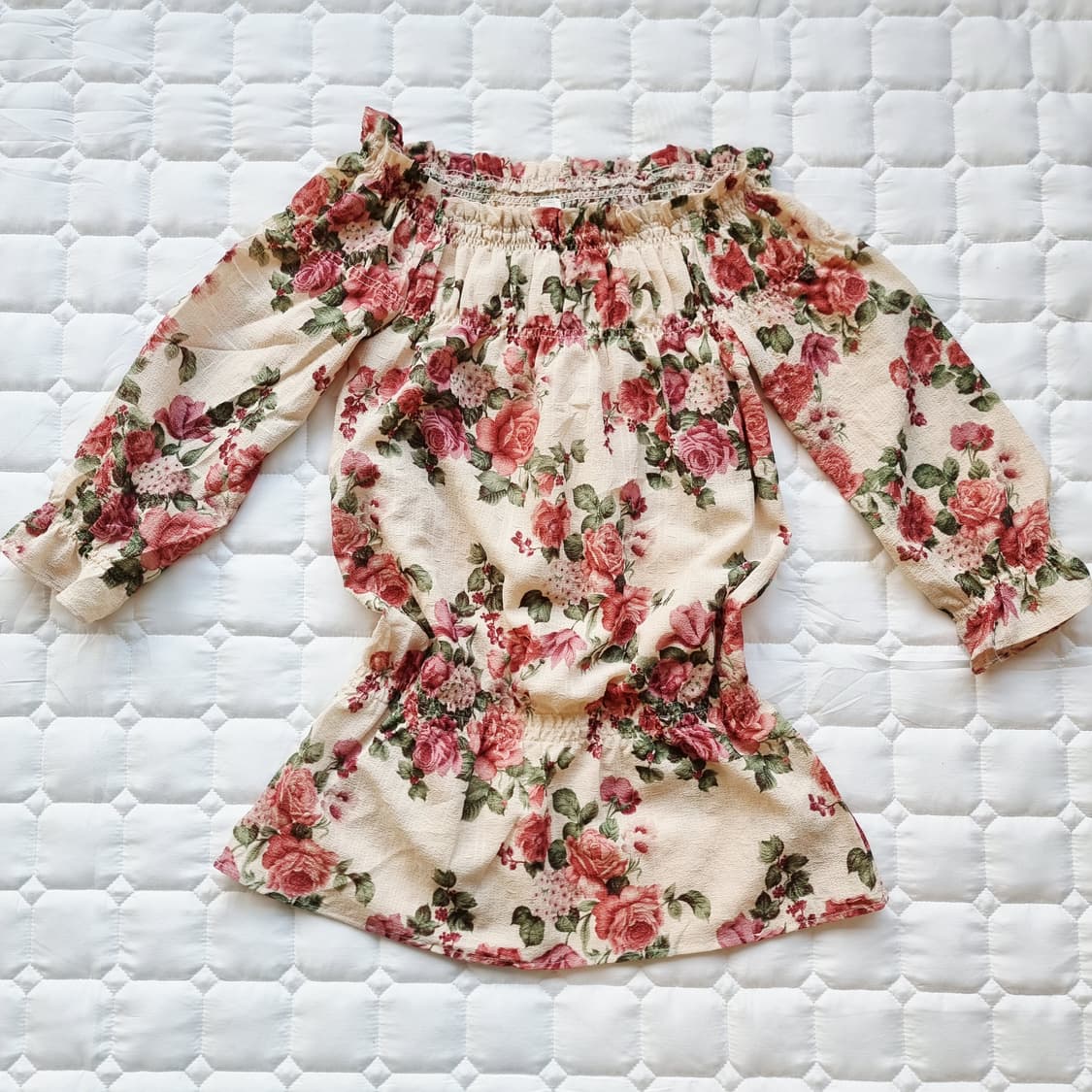 로즈플라워 셔링 롱블라우스 M 상품이미지1