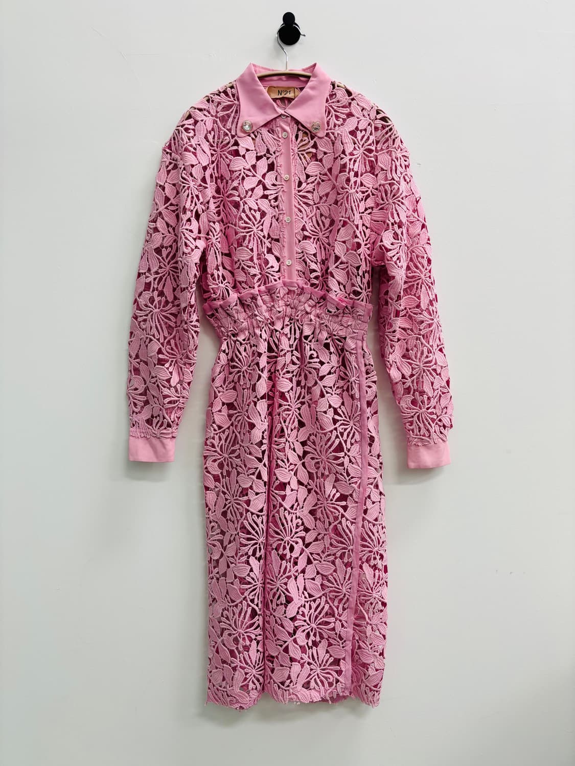 No21 (넘버투애니원) 핑크 레이스 셔츠 원피스 상품이미지3