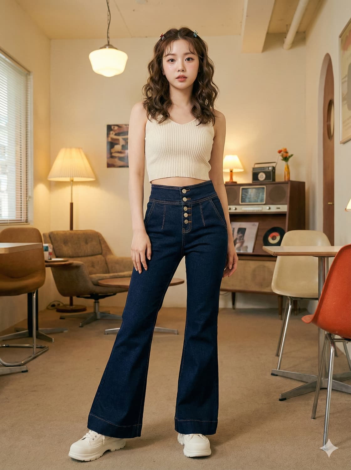 딘트 DINT 하이웨스트 버튼 부츠컷 데님_55 상품이미지1