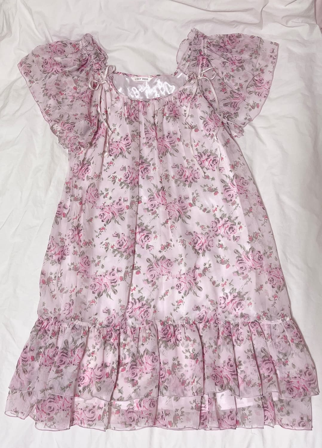 레스트로즈 오프숄더 원피스 플라워 꽃무늬 히메갸루 모리걸 로걀 빈티지 상품이미지2