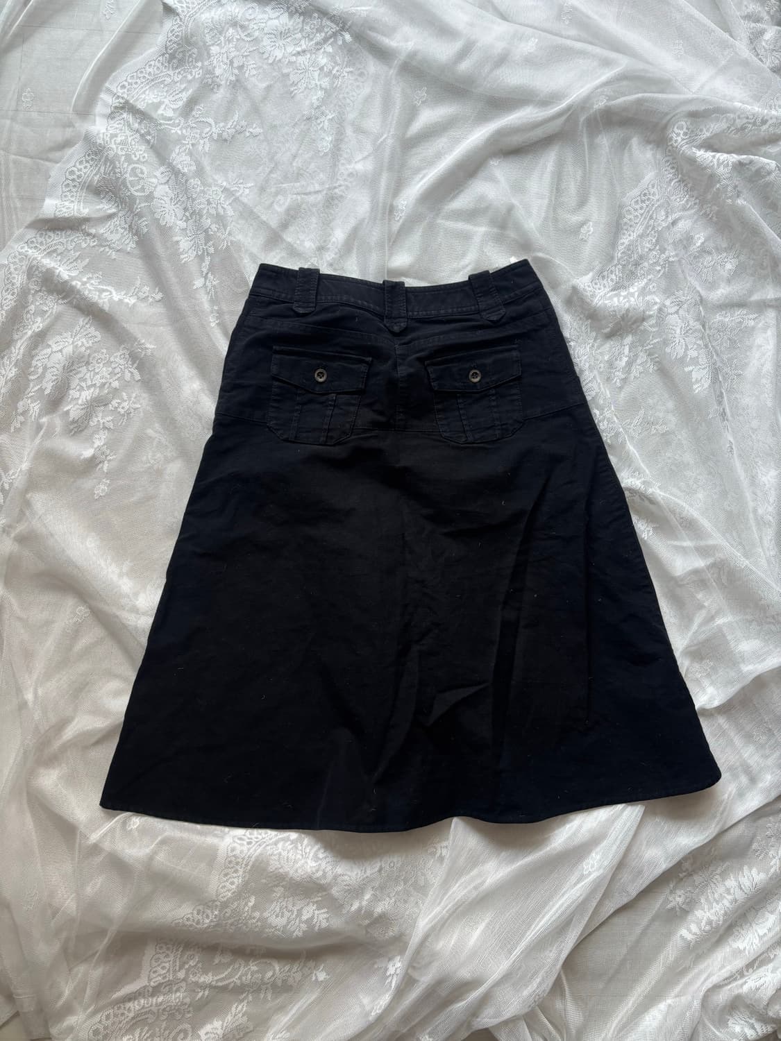 빈티지 블랙 벨벳 미디 스커트 상품이미지1