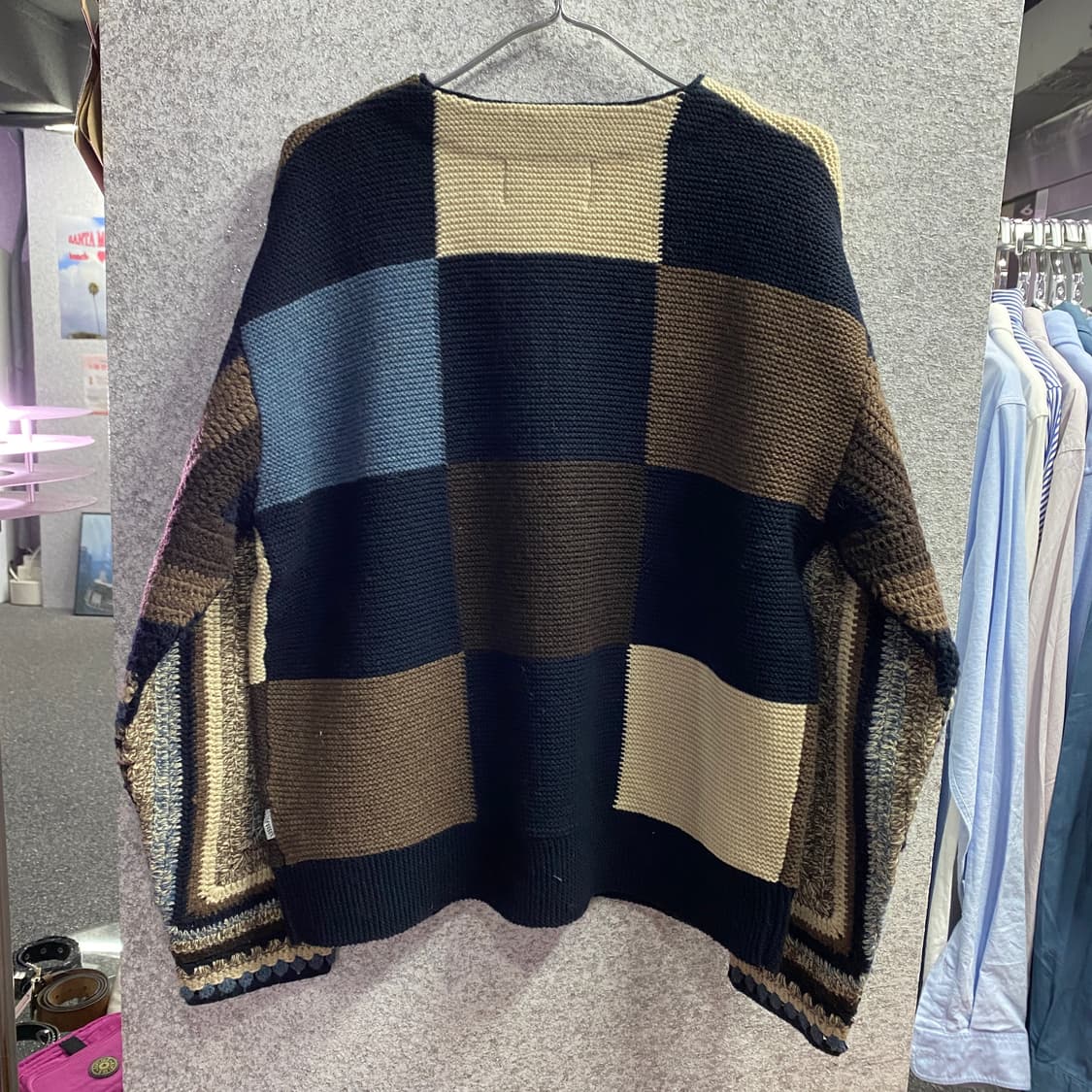 예스아이씨 컬러블럭 크로셰 스웨터 집업 자켓 B3519 상품이미지4