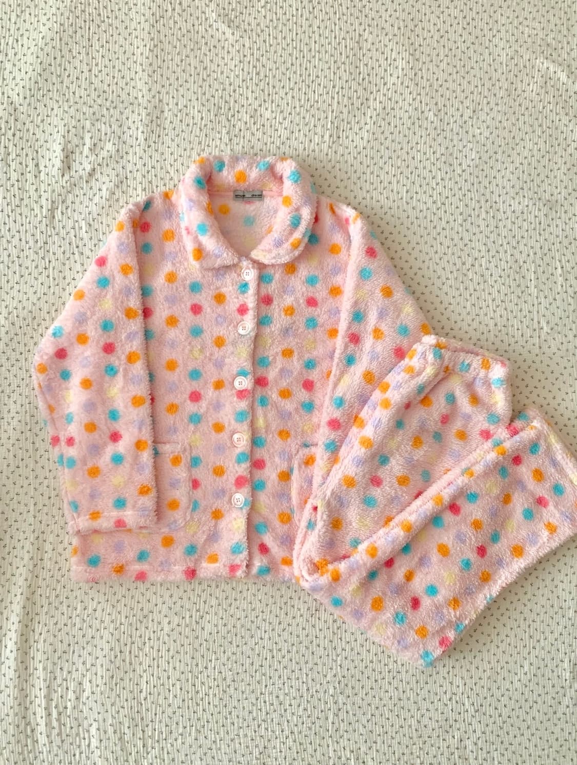 핑크 무지개 도트 수면 파자마 상품이미지3