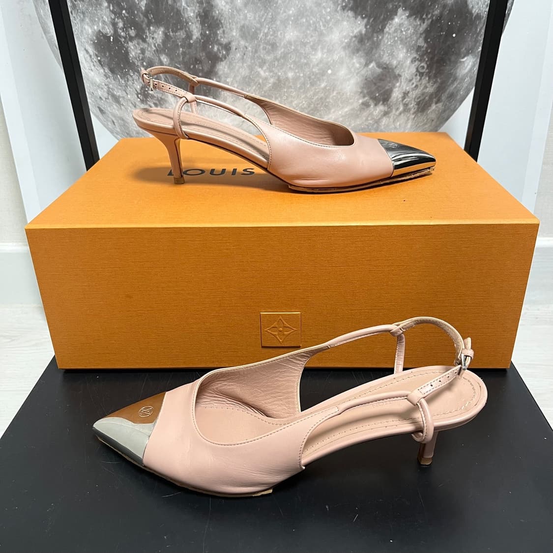 정품 36.5) 루이비통 핑크 시티 어반 슬링백 펌프스 힐 230~235 상품이미지2