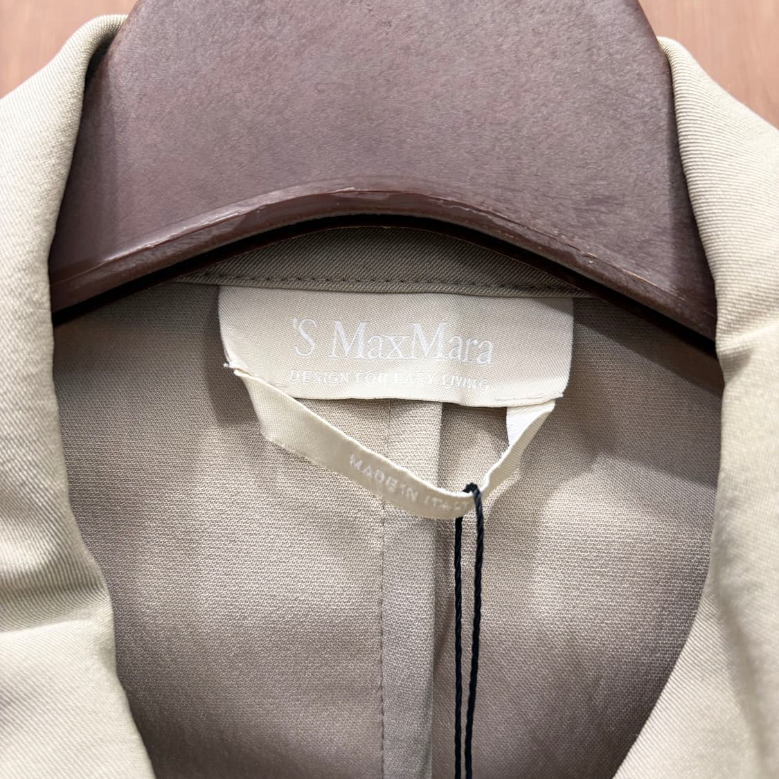 S 막스마라 칼라넥 자켓 히든 버튼 포켓 후면 원 턱 디테일 베이지 상품이미지7