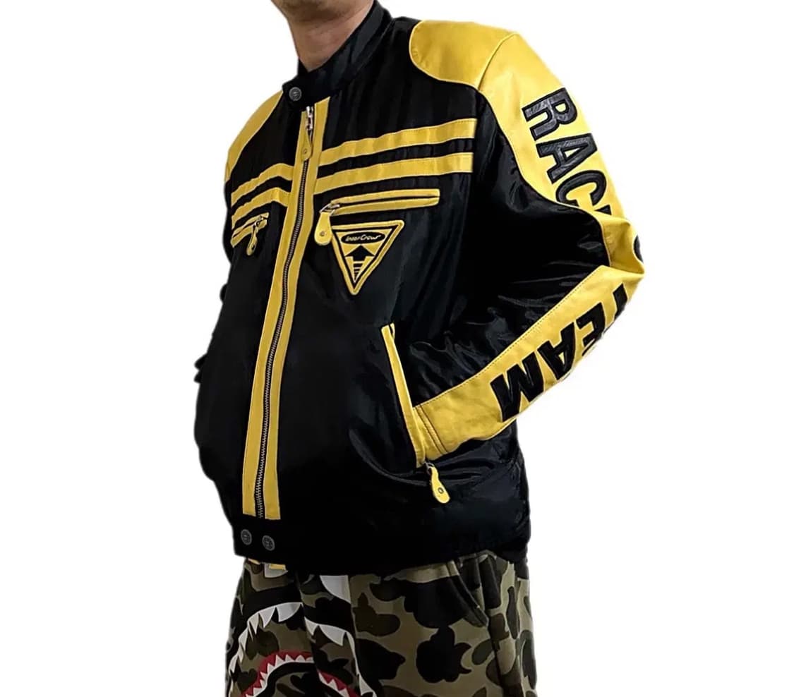 인터크루  레이싱 바람막이 레더믹스 나일론 바이커자켓 상품이미지2