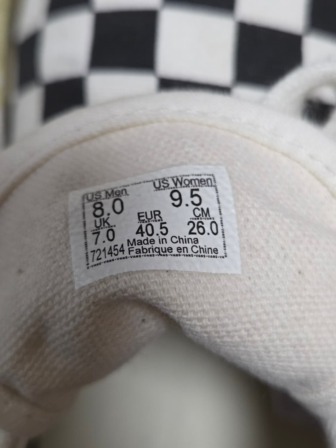 반스 체커보드 스니커즈 260mm 상품이미지8