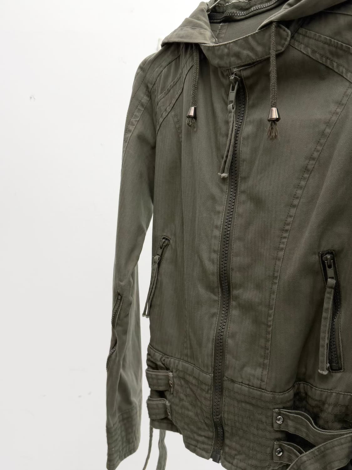 y2k 벨티드 디테일 코튼 후드 자켓 상품이미지3