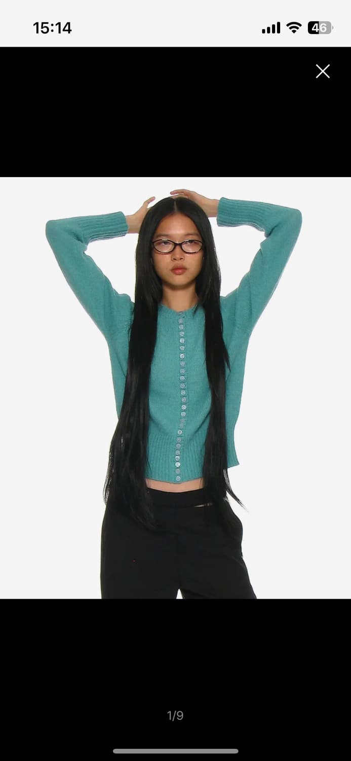 파르티멘토 우먼 와이드 리브 버튼업 니트 가디건 에메랄드 상품이미지1