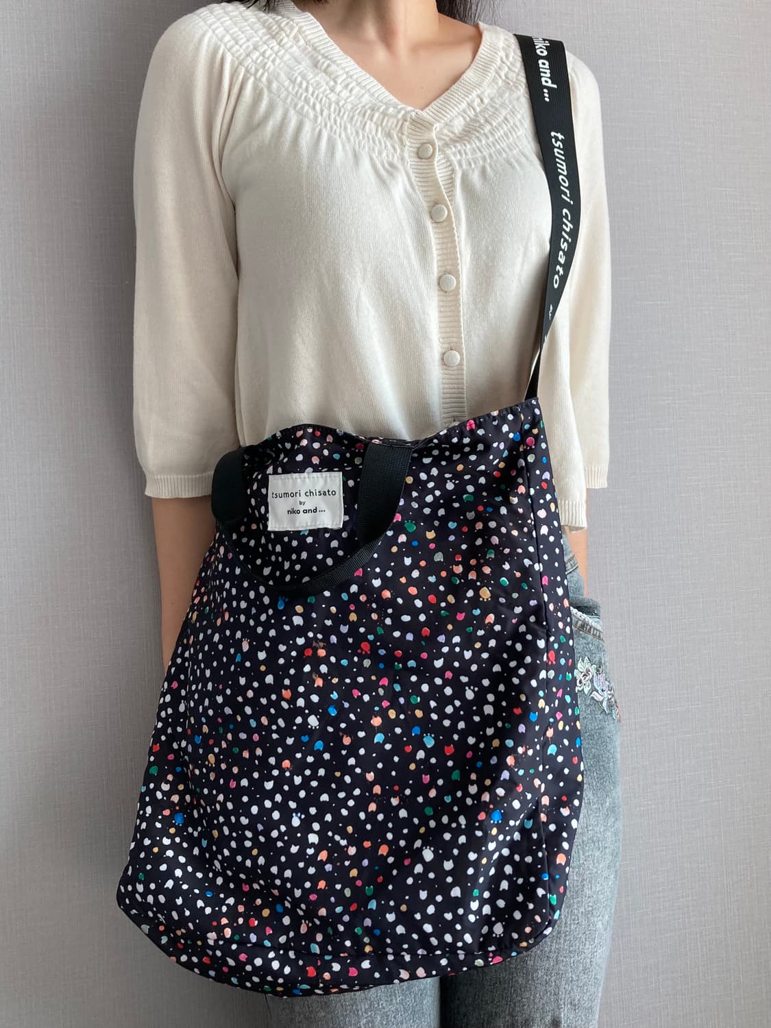 츠모리치사토 도트 멀티컬러 투웨이 토트백 상품이미지1