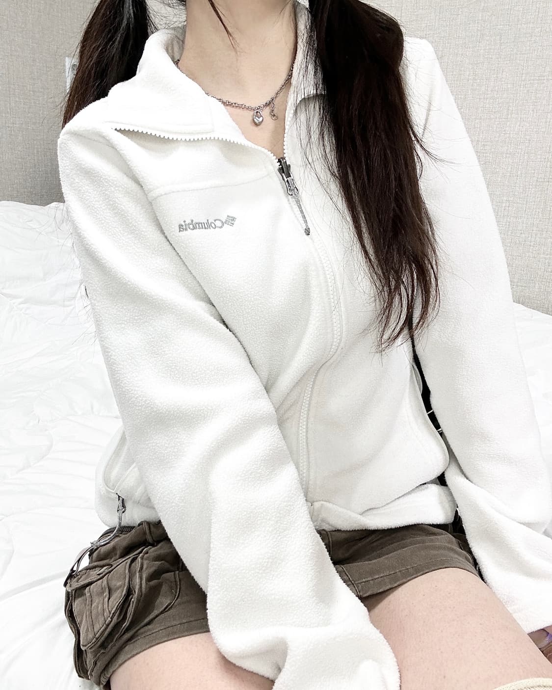 콜롬비아 화이트 플리스집업 상품이미지2