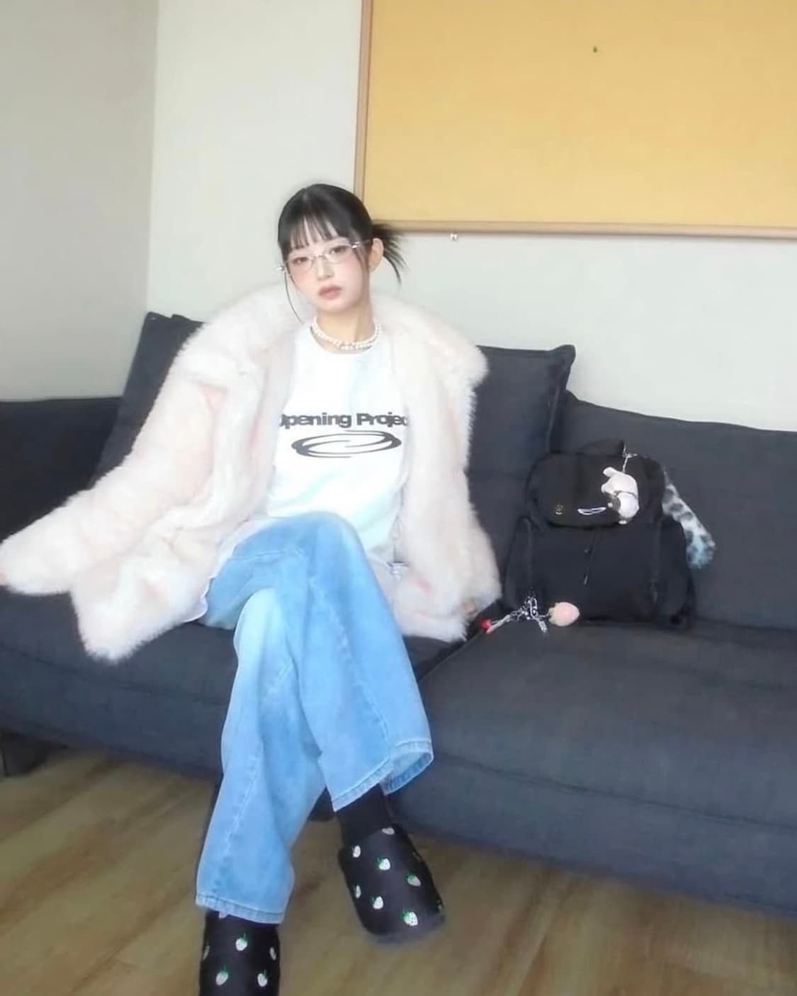 [택O, 아이브 레이 착용] 포그던 헤이즈 퍼 자켓 핑크 상품이미지4