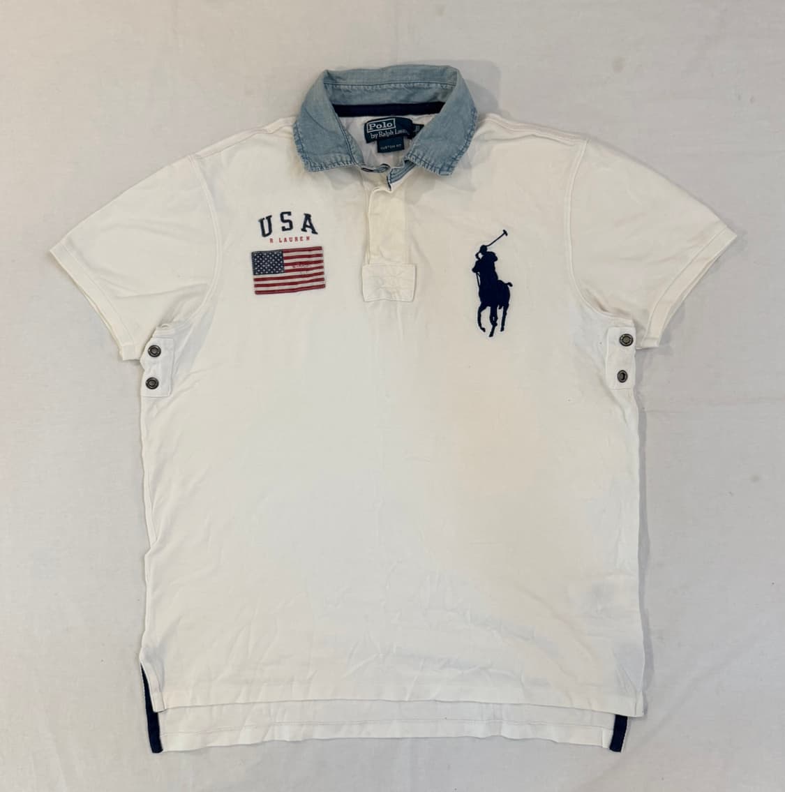 폴로 빅포니 데님 카라 치프키프 성조기 카라티 화이트 상품이미지1