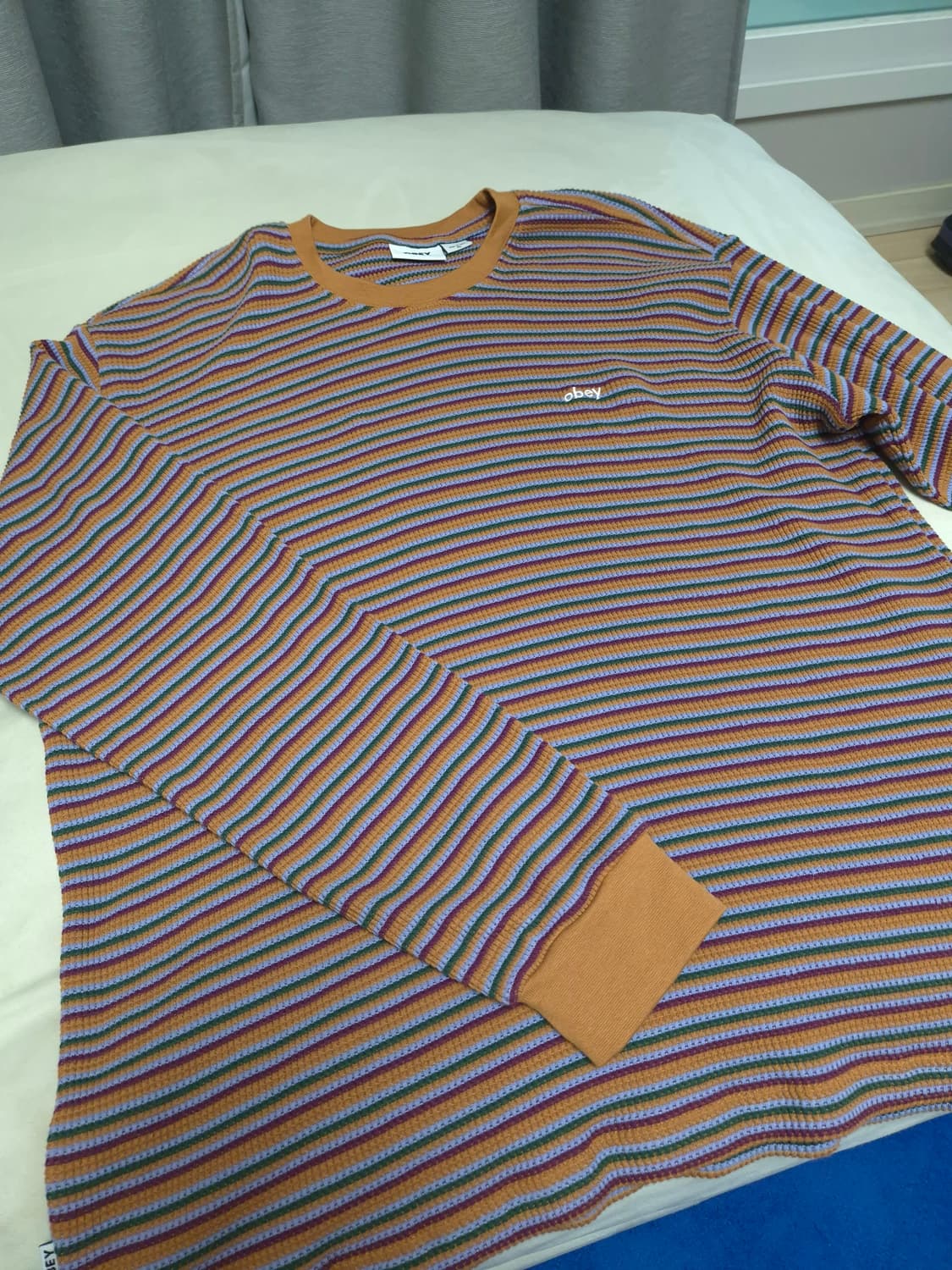 OBEY 스트라이프 써멀 롱슬리브 XL 판매합니다. 상품이미지1