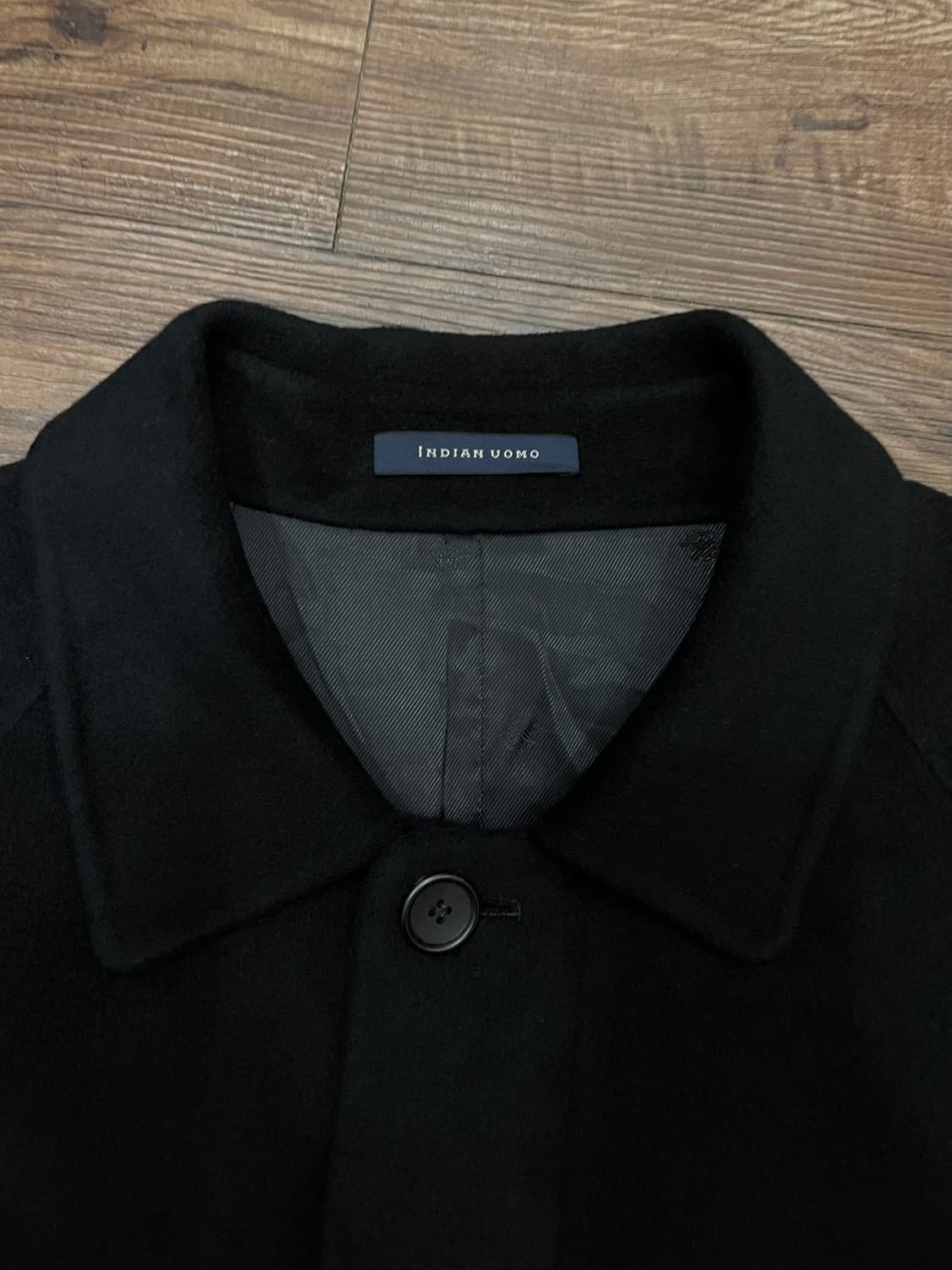 INDIAN UOMO 발마칸 캐시미어 울 롱코트 블랙 상품이미지6