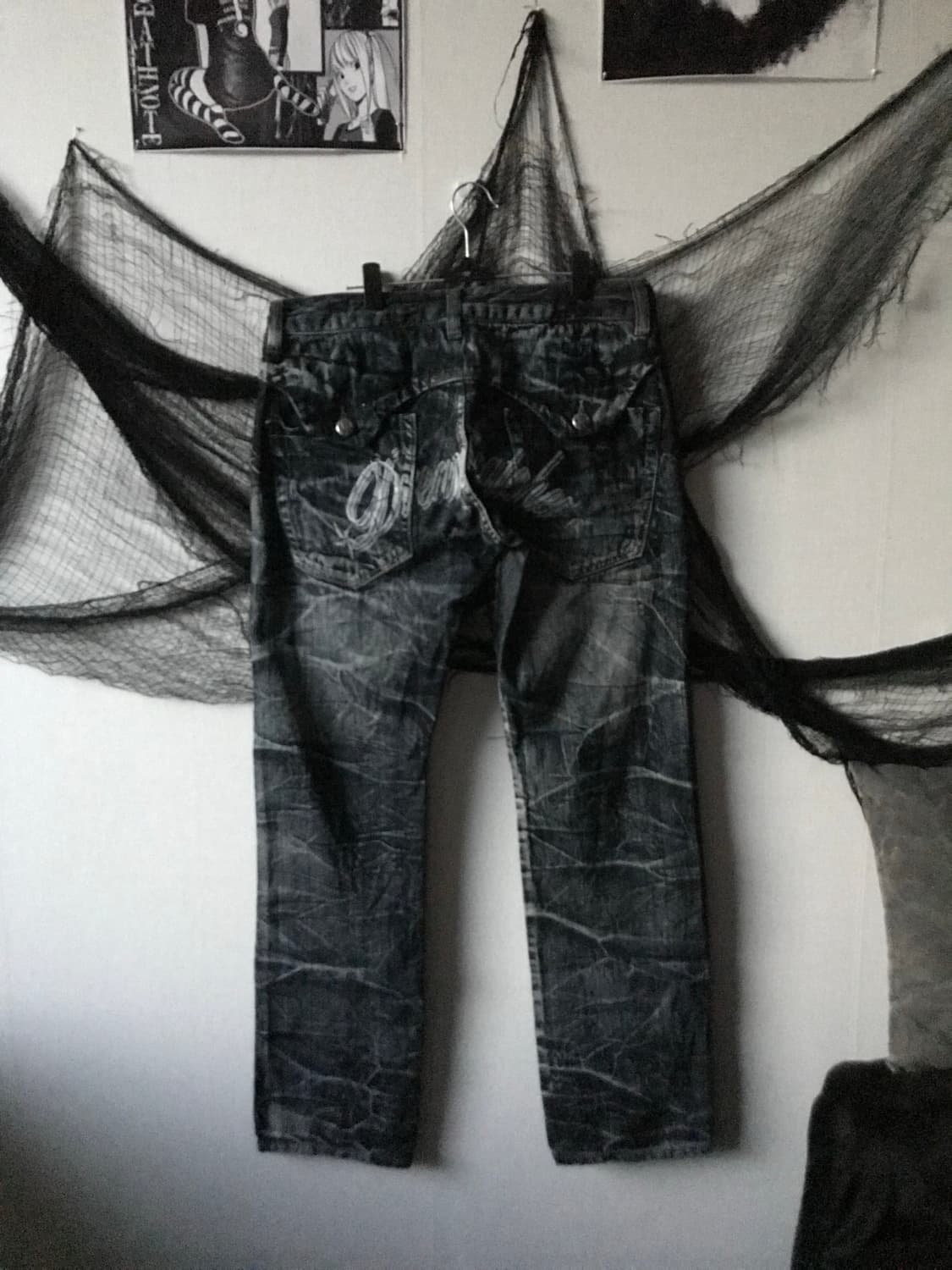 Punk net embriodery printing jeans 상품이미지3