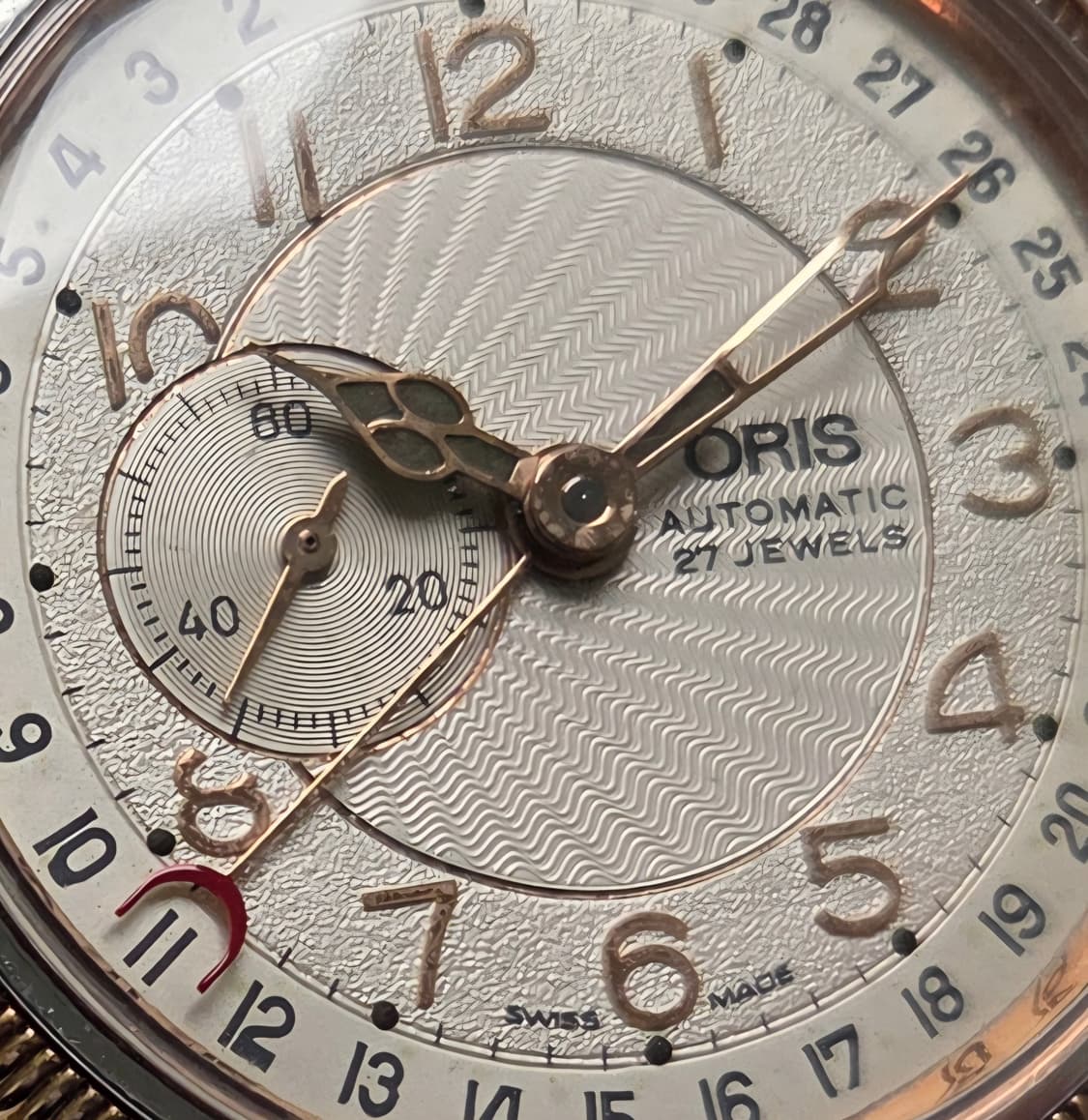 레어] 빈티지 오리스 빅크라운 포인터데이트 스몰세컨즈 코인베젤 브슬 ve 상품이미지10
