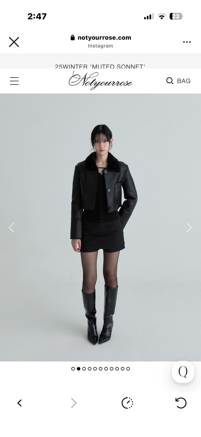 (장원영착용) 낫유어로즈 숏 리버시블 레더 무스탕 블랙 M 상품이미지2