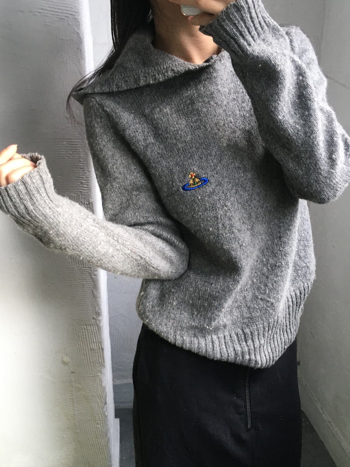 Vivienne Westwood 비비안웨스트우드 90s 그레이 니트 후드 상품이미지1