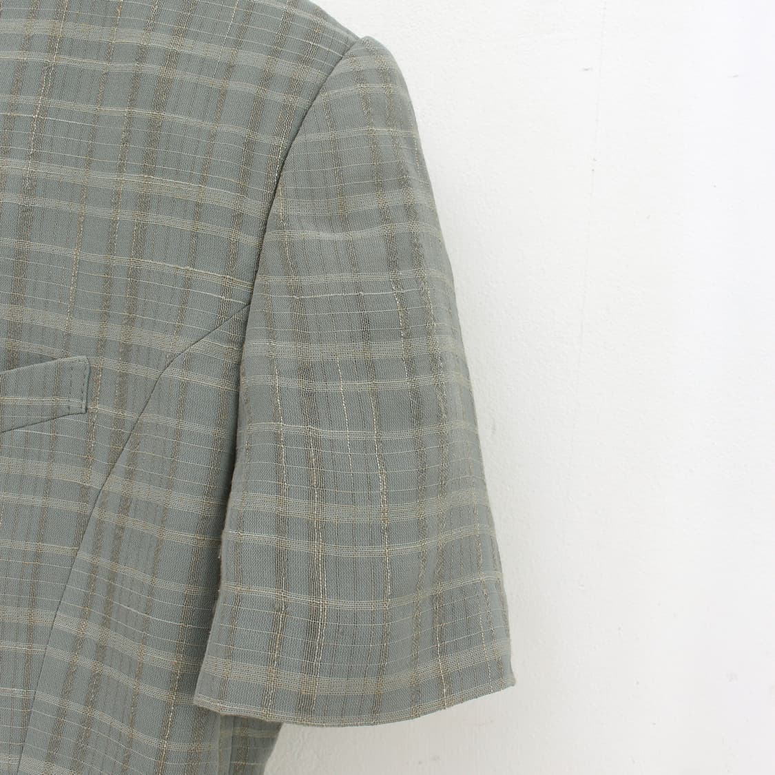 일본 빈티지 체크 인견 반팔 여름 자켓 상품이미지2