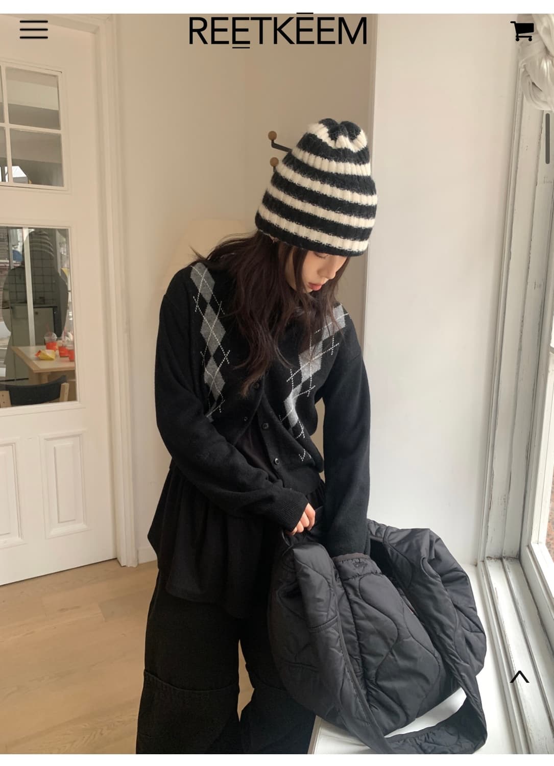 릿킴 아가일 가디건 black 상품이미지1